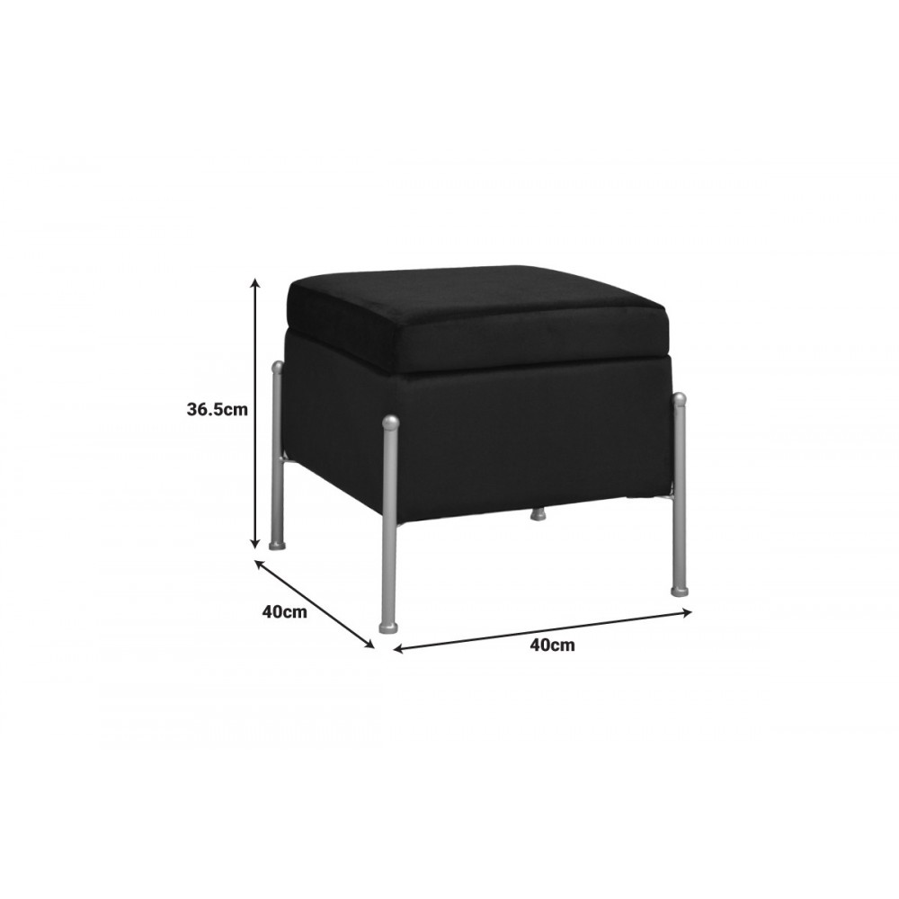 Σκαμπό-μπαούλο "PANTON" από βελούδο/μέταλλο σε χρώμα μαύρο/χρυσό 40x40x36.5