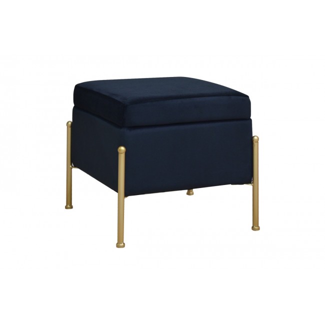 Σκαμπό-μπαούλο "PANTON" από βελούδο/μέταλλο σε χρώμα μαύρο/χρυσό 40x40x36.5