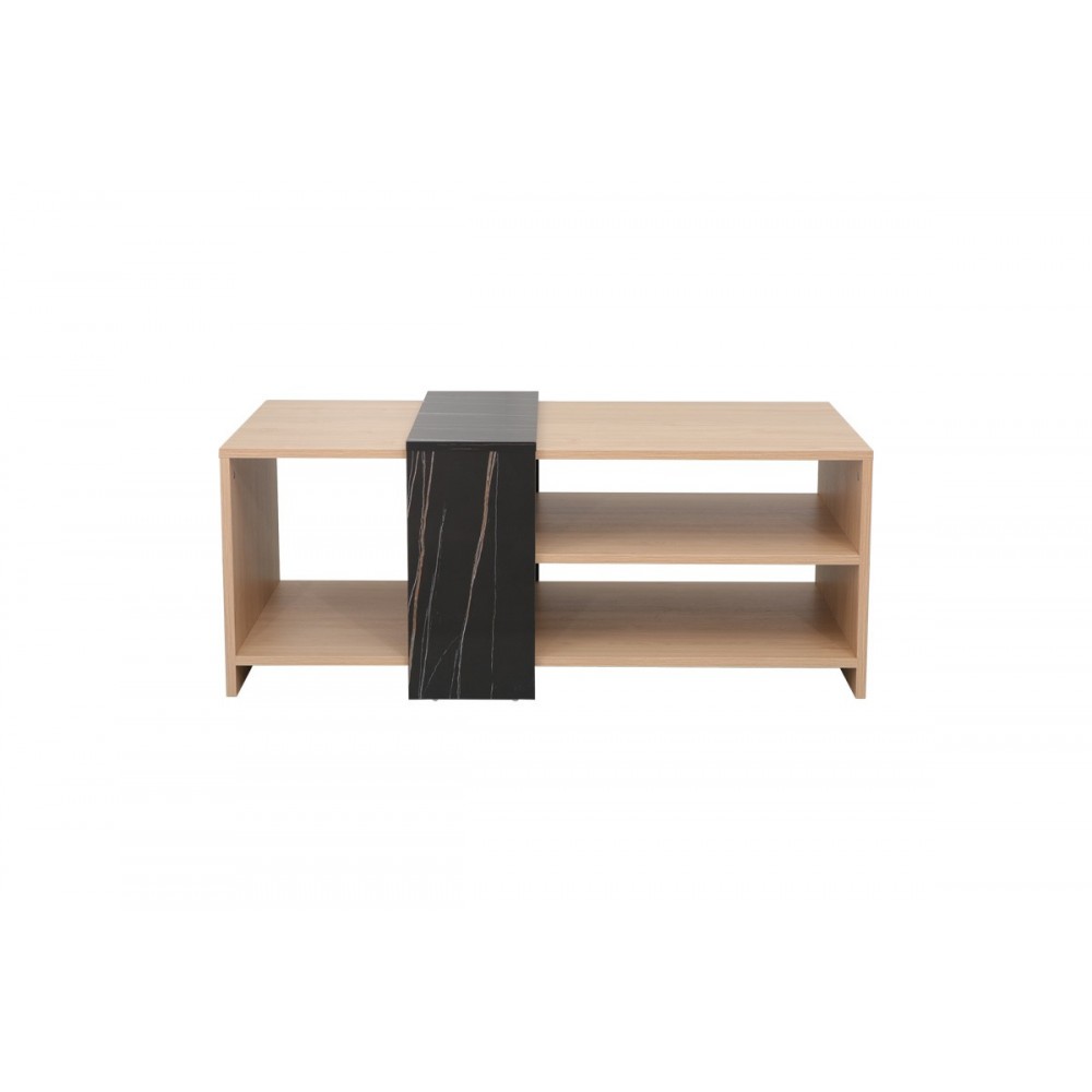 Τραπέζι σαλονιού "COZETO" σε χρώμα φυσικό/μαύρο μαρμάρου 100x53x41.5