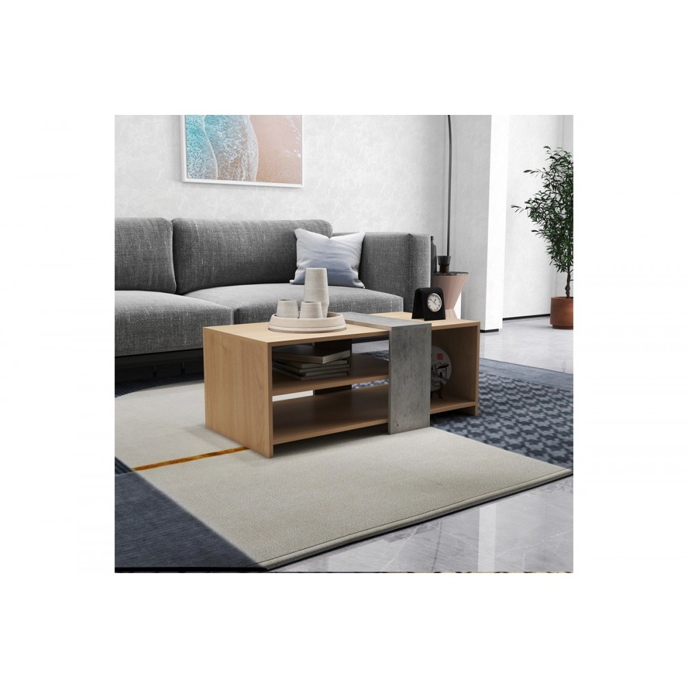 Τραπέζι σαλονιού "COZETO" σε χρώμα φυσικό/γκρι cement 100x53x41.5