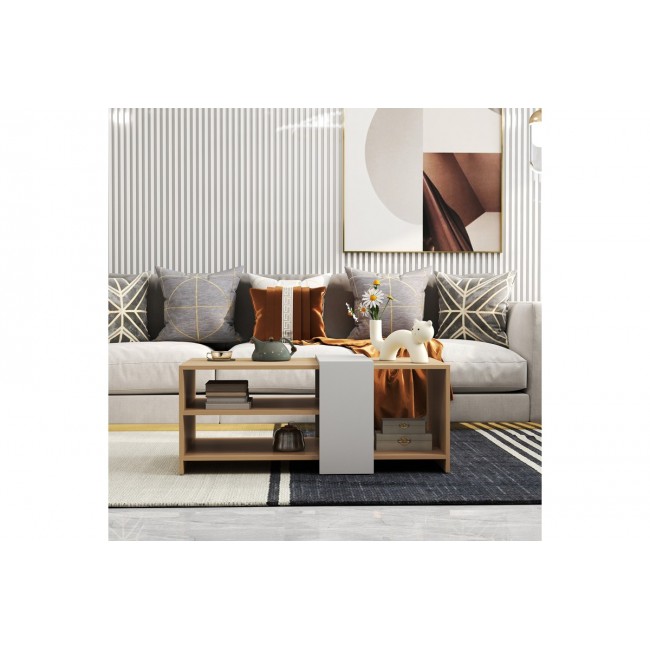 Τραπέζι σαλονιού "COZETO" σε χρώμα φυσικό/λευκό 100x53x41.5