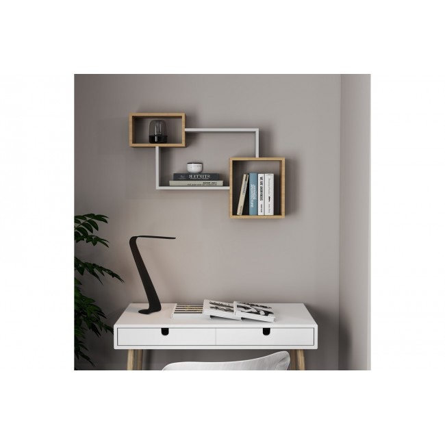 Ράφι τοίχου "BELDRA" σε χρώμα φυσικό/λευκό 84x15x57.8