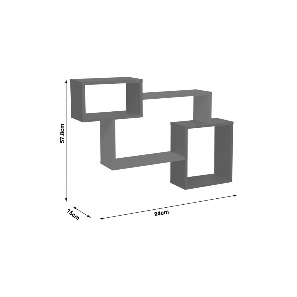 Ράφι τοίχου "BELDRA" σε χρώμα φυσικό/μαύρο μαρμάρου 84x15x57.8