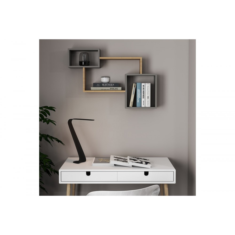 Ράφι τοίχου "BELDRA" σε χρώμα φυσικό/γκρι cement 84x15x57.8