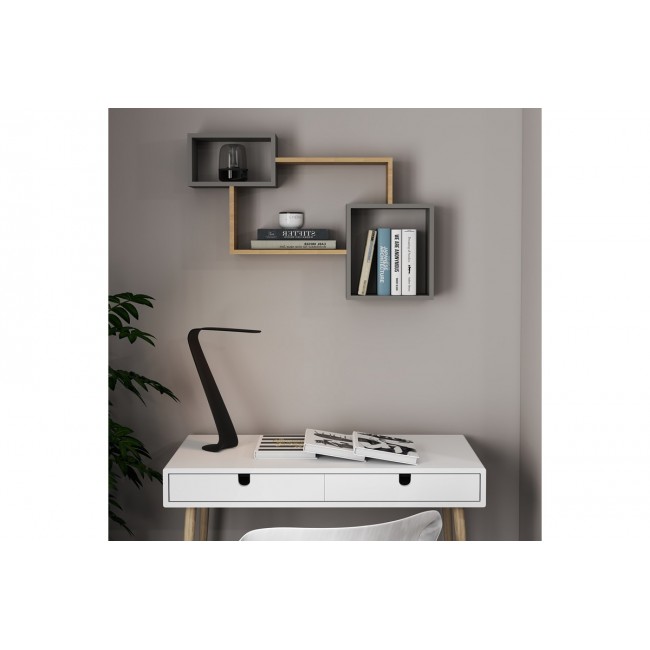 Ράφι τοίχου "BELDRA" σε χρώμα φυσικό/γκρι cement 84x15x57.8