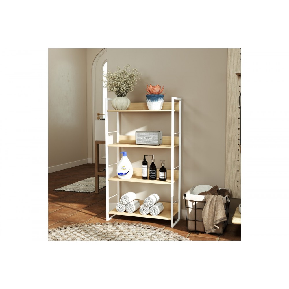 Βιβλιοθήκη "DORFIE" από μέταλλο σε χρώμα φυσικό/λευκό 70x30x124.5