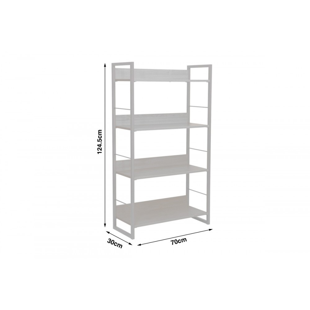 Βιβλιοθήκη "DORFIE" από μέταλλο σε χρώμα φυσικό/λευκό 70x30x124.5