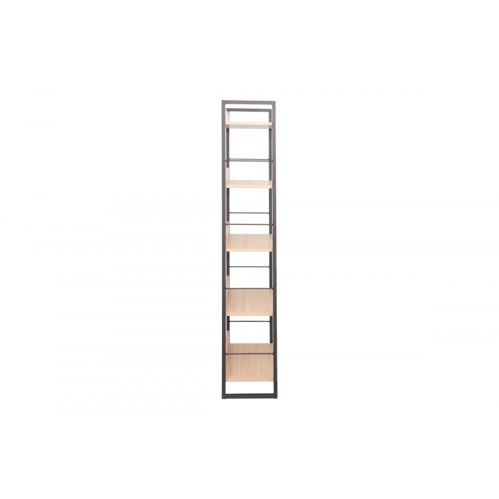 Βιβλιοθήκη "DORFIE" από μέταλλο σε χρώμα φυσικό/μαύρο 70x30x159