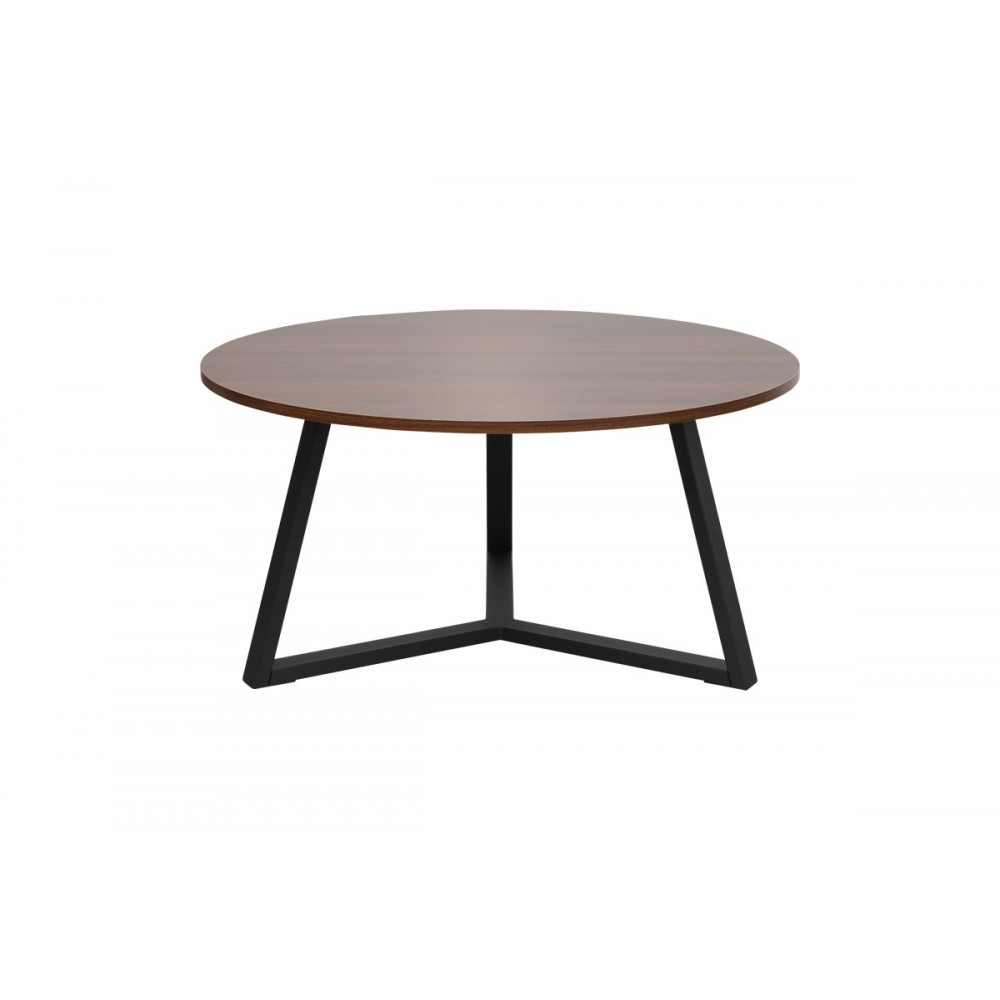 Τραπέζι σαλονιού "BERTON" από μέταλλο σε χρώμα καρυδί/μαύρο Φ80x40