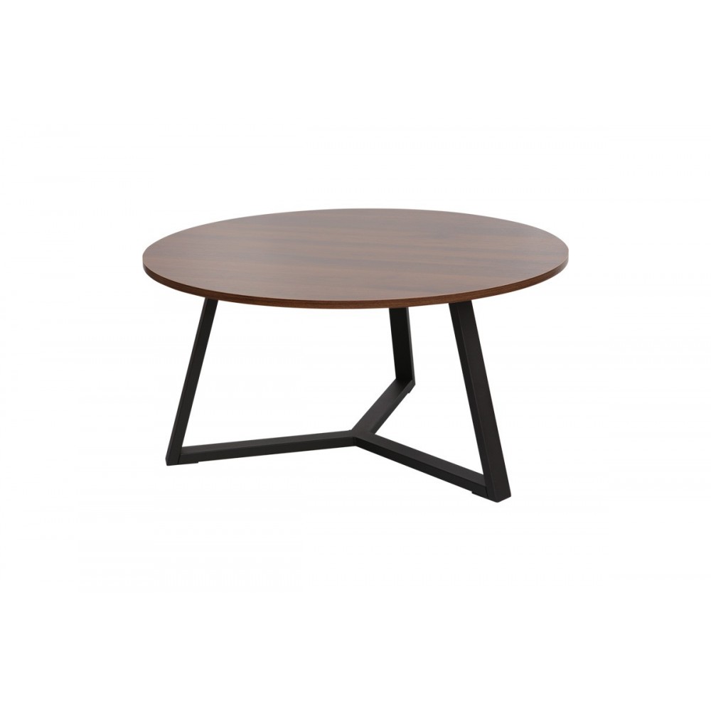 Τραπέζι σαλονιού "BERTON" από μέταλλο σε χρώμα καρυδί/μαύρο Φ80x40