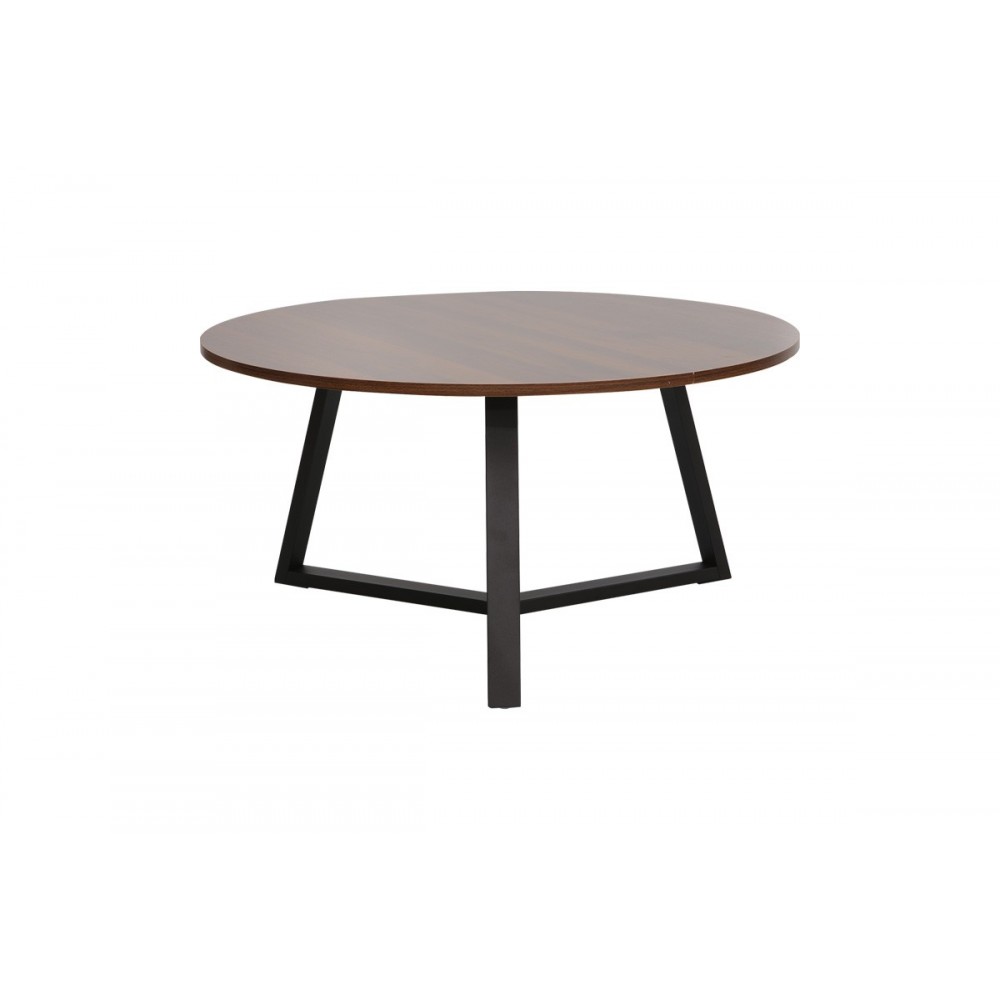 Τραπέζι σαλονιού "BERTON" από μέταλλο σε χρώμα καρυδί/μαύρο Φ80x40