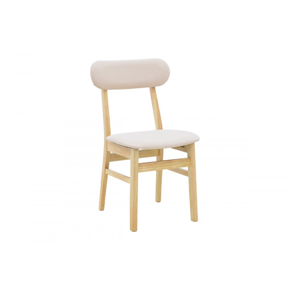 Καρέκλα "GABORN" από ξύλο/ύφασμα σε χρώμα φυσικό/μπεζ 47x47x81.5