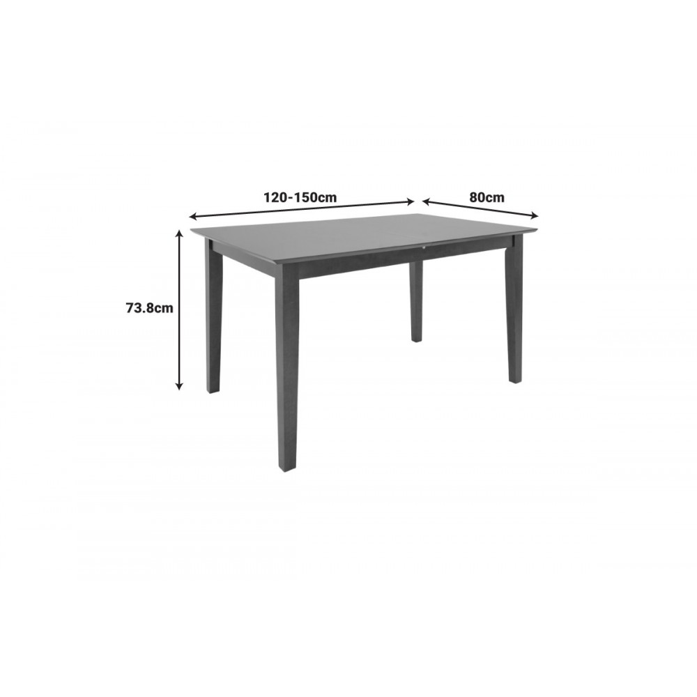 Tραπέζι επεκτεινόμενο "MABOR" από ξύλο σε χρώμα καρυδί 120-150x80x73.8