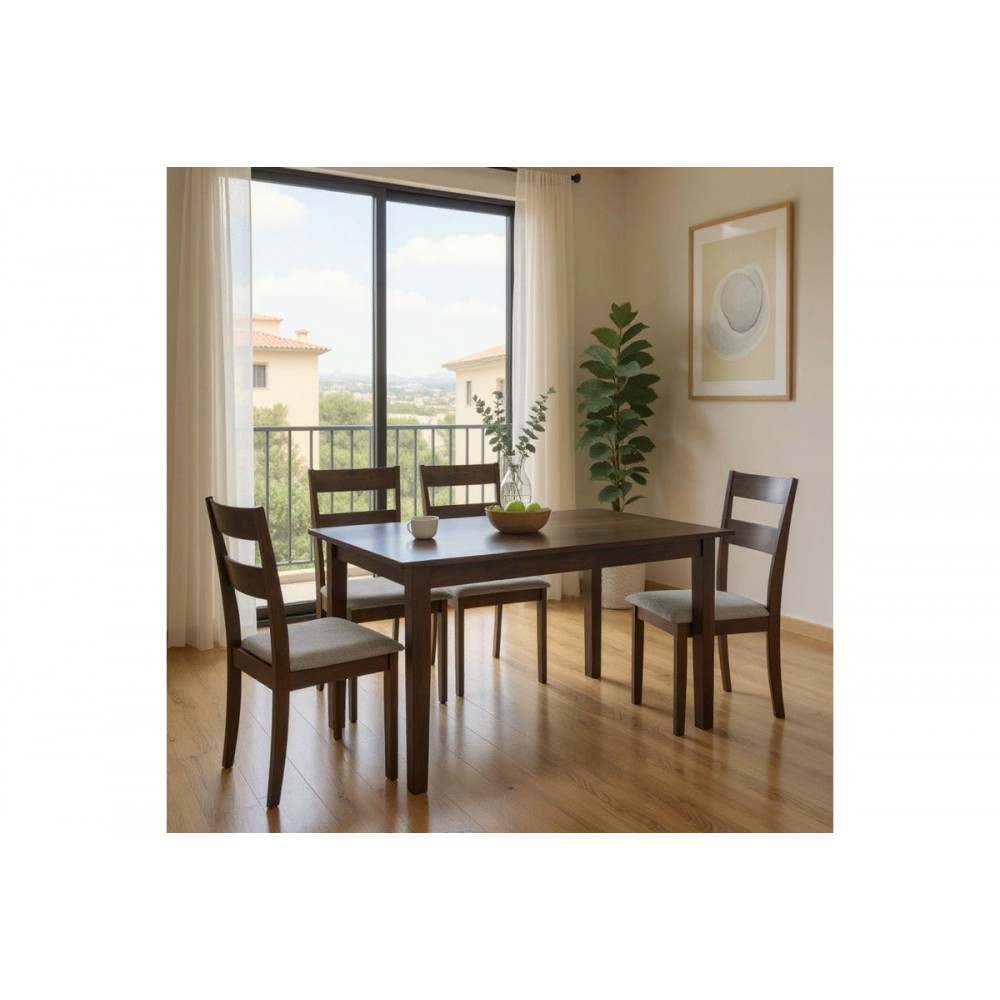 Tραπεζαρία επεκτεινόμενη "MABOR-DALLAN" από ξύλο σε χρώμα καρυδί 120-150x80x73.8