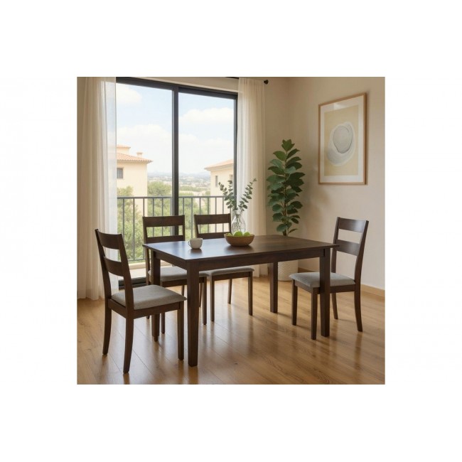 Tραπεζαρία επεκτεινόμενη "MABOR-DALLAN" από ξύλο σε χρώμα καρυδί 120-150x80x73.8