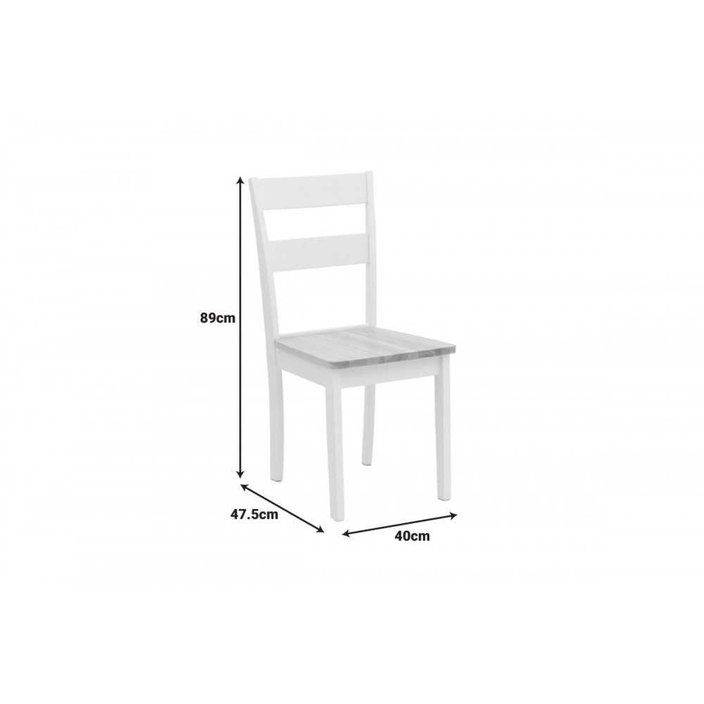 Καρέκλα "YORK" από ξύλο σε χρώμα λευκό/φυσικό 39.5x47.5x89