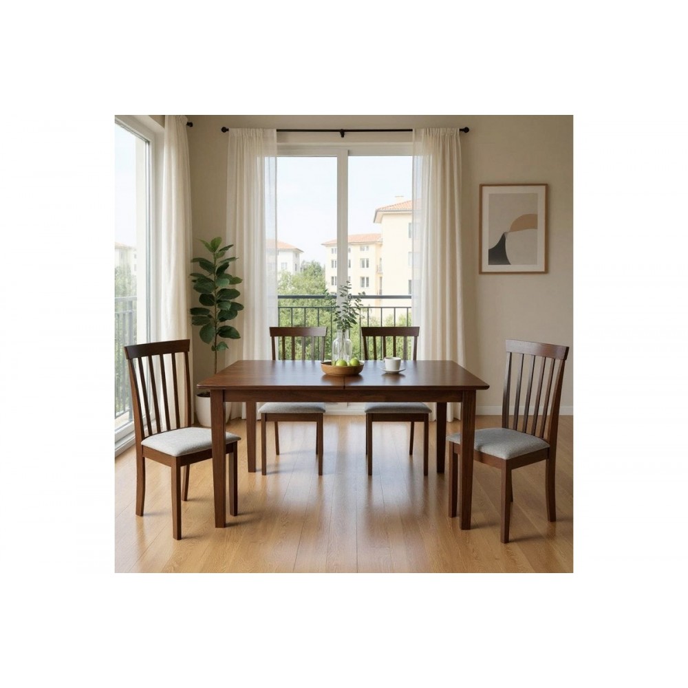 Tραπεζαρία επεκτεινόμενη 5τμχ "MABOR-HOUSTON" από ξύλο σε χρώμα καρυδί 120-150x80x73.8