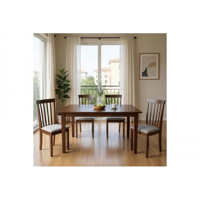 Tραπεζαρία επεκτεινόμενη 5τμχ "MABOR-HOUSTON" από ξύλο σε χρώμα καρυδί 120-150x80x73.8