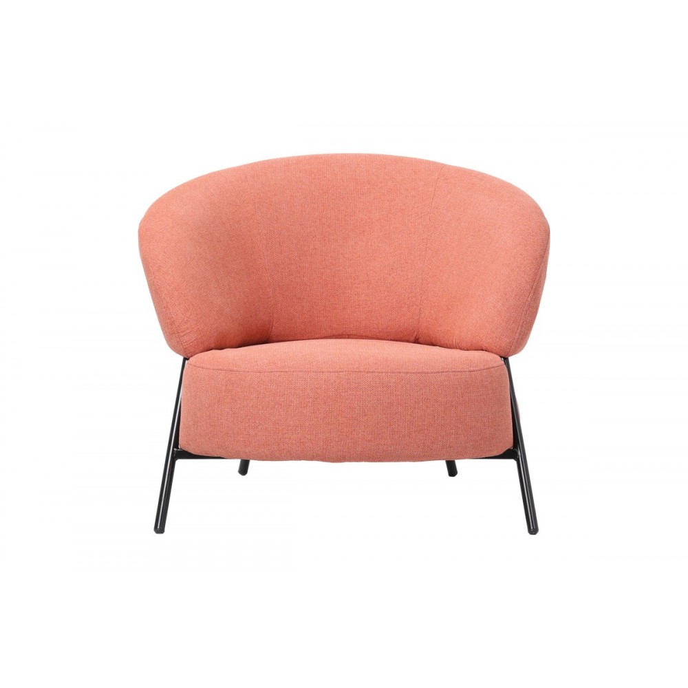 Πολυθρόνα "JENNIE" από ύφασμα/μέταλλο σε χρώμα κεραμιδί/μαύρο 84x84x71.5