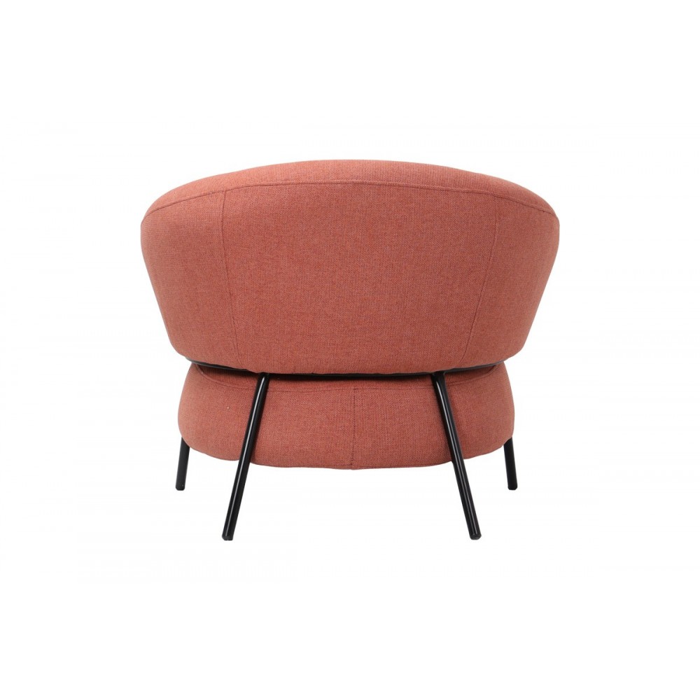 Πολυθρόνα "JENNIE" από ύφασμα/μέταλλο σε χρώμα κεραμιδί/μαύρο 84x84x71.5