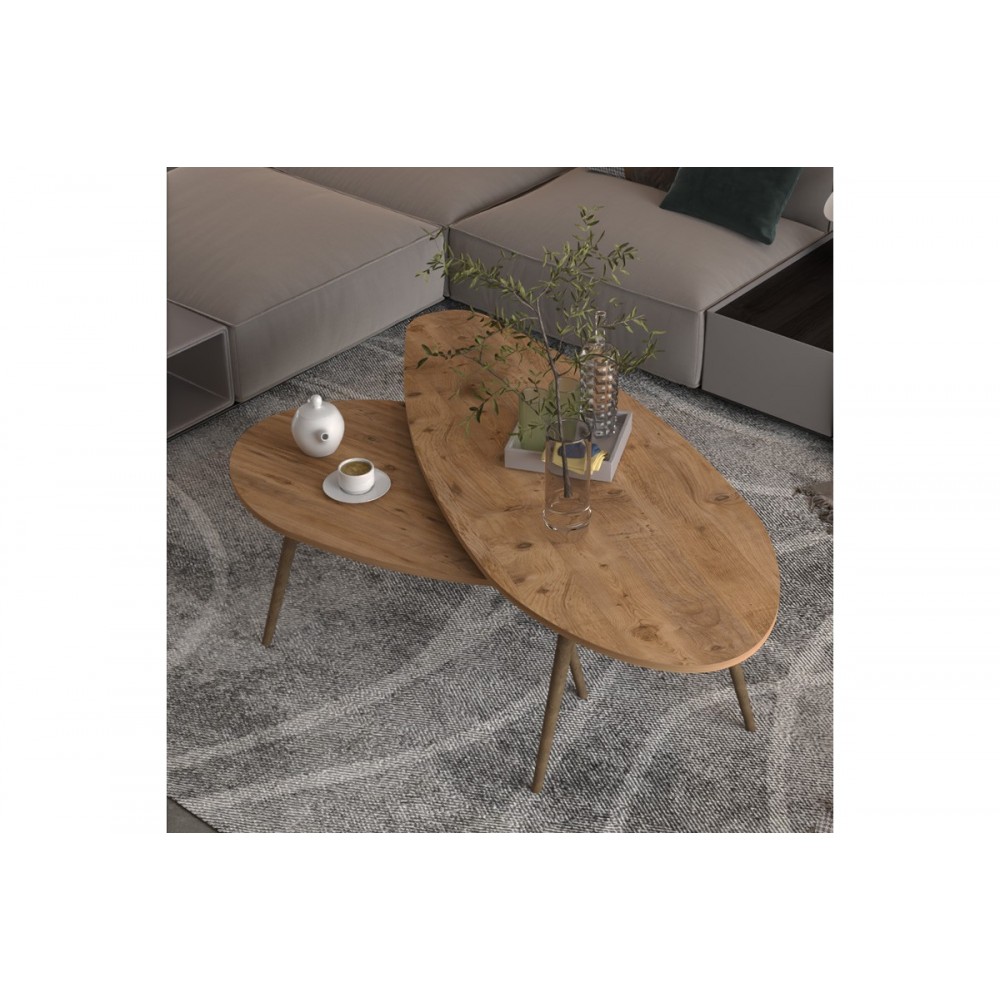 Τραπέζι σαλονιού 2τμχ "MONTY" σε χρώμα καρυδί 116x46x46