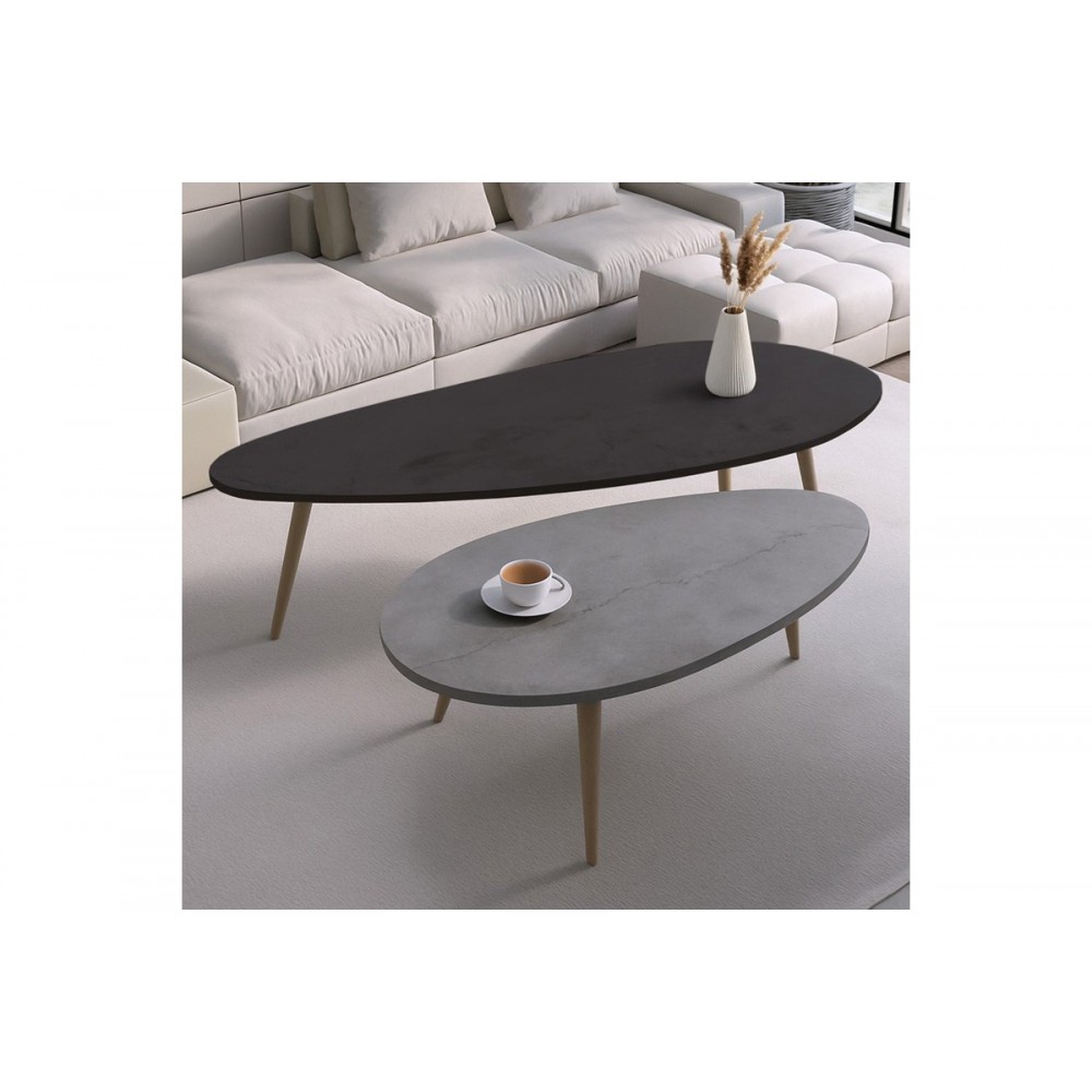 Τραπέζι σαλονιού 2τμχ "MONTY" σε χρώμα μαύρο/γκρι 116x46x46