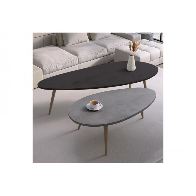 Τραπέζι σαλονιού 2τμχ "MONTY" σε χρώμα μαύρο/γκρι 116x46x46