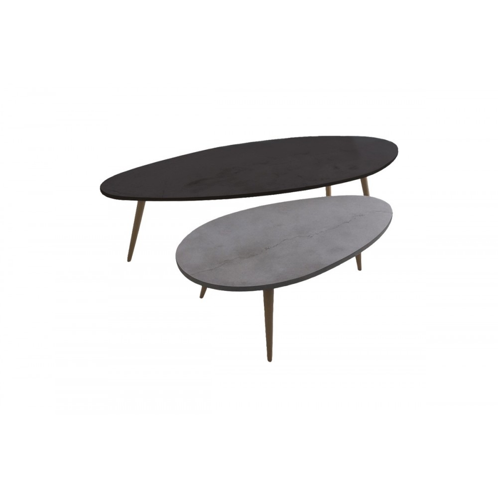 Τραπέζι σαλονιού 2τμχ "MONTY" σε χρώμα μαύρο/γκρι 116x46x46