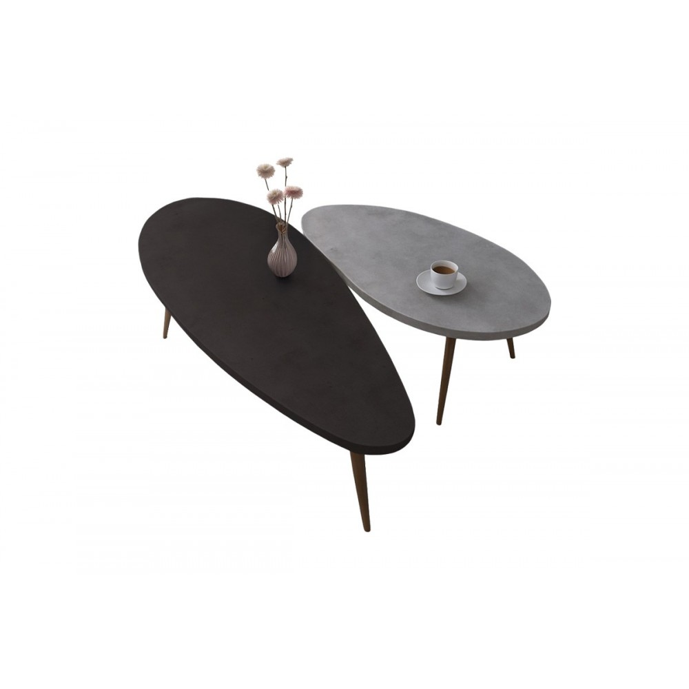 Τραπέζι σαλονιού 2τμχ "MONTY" σε χρώμα μαύρο/γκρι 116x46x46