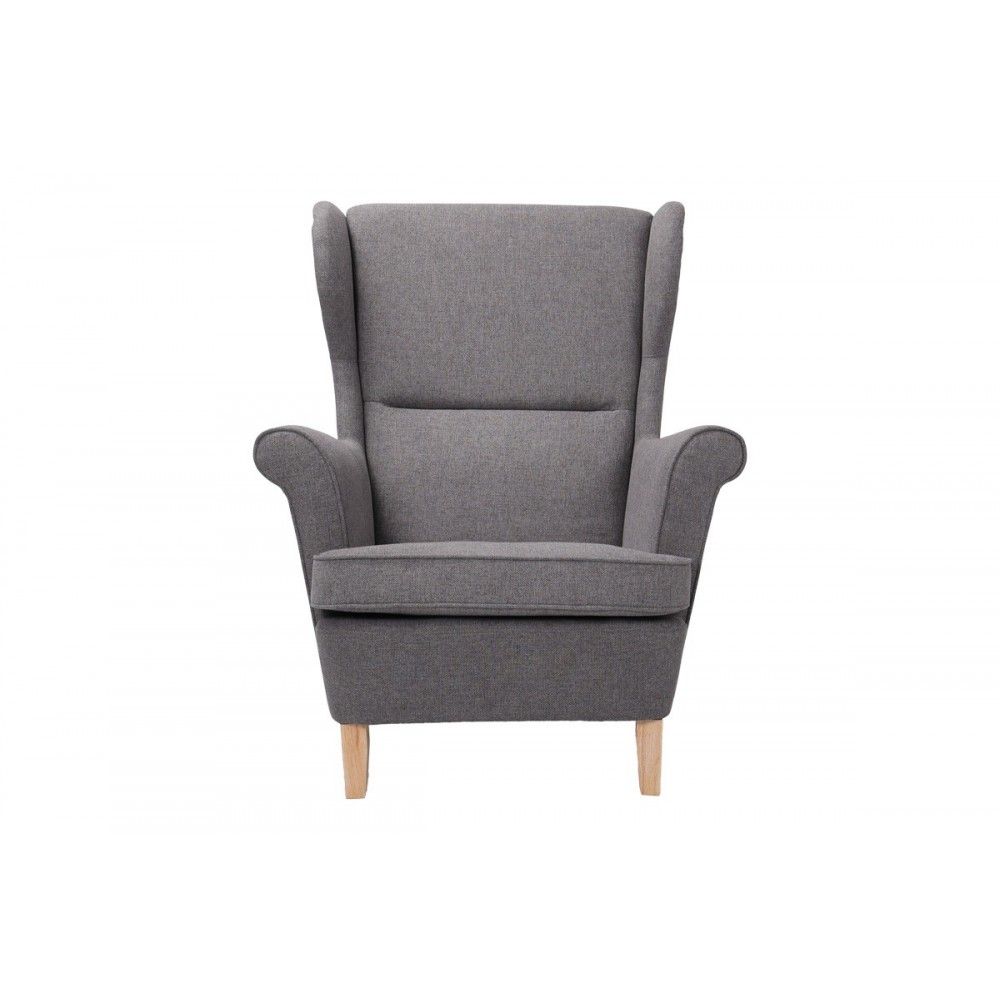 Πολυθρόνα-μπερζέρα "MALEI" από ύφασμα/ξύλο σε χρώμα γκρι/φυσικό 85x93x100