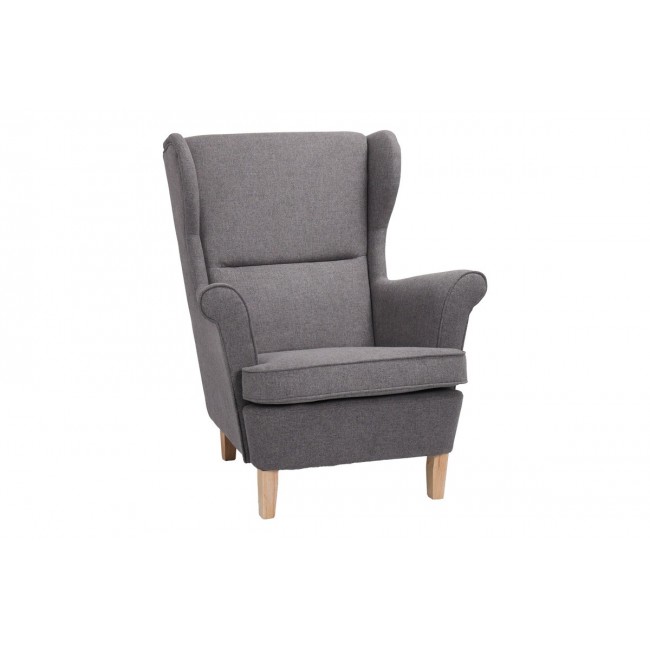 Πολυθρόνα-μπερζέρα "MALEI" από ύφασμα/ξύλο σε χρώμα γκρι/φυσικό 85x93x100