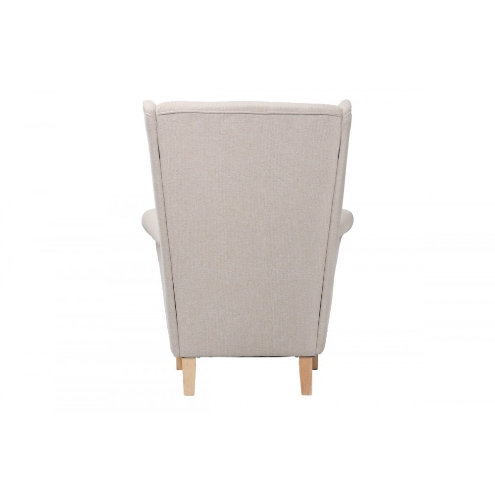 Πολυθρόνα-μπερζέρα "MALEI" από ύφασμα/ξύλο σε χρώμα κρεμ/φυσικό 85x93x100