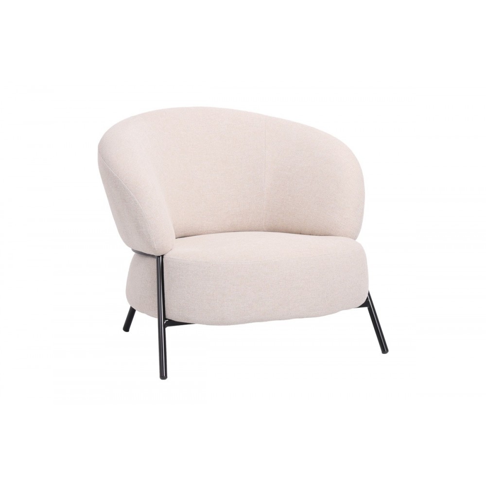 Πολυθρόνα "JENNIE" από ύφασμα/μέταλλο σε χρώμα κρεμ/μαύρο 84x84x71.5