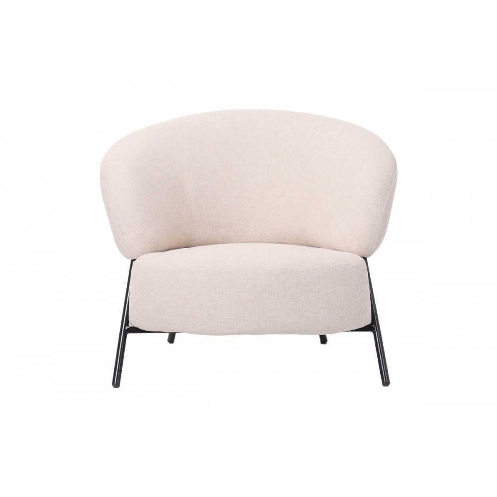 Πολυθρόνα "JENNIE" από ύφασμα/μέταλλο σε χρώμα κρεμ/μαύρο 84x84x71.5