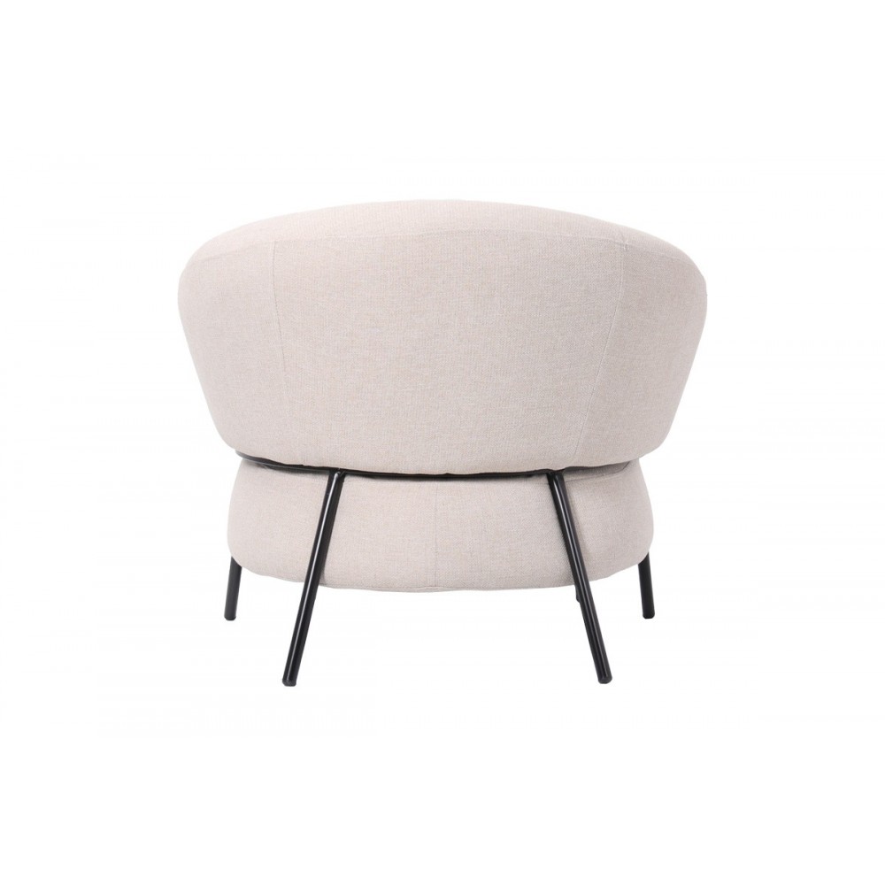 Πολυθρόνα "JENNIE" από ύφασμα/μέταλλο σε χρώμα κρεμ/μαύρο 84x84x71.5