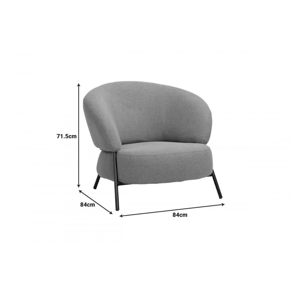 Πολυθρόνα "JENNIE" από ύφασμα/μέταλλο σε χρώμα κρεμ/μαύρο 84x84x71.5