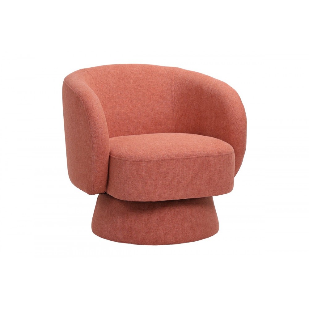 Πολυθρόνα περιστρεφόμενη "KRESLO" από ύφασμα σε χρώμα κεραμιδί 78x81x77