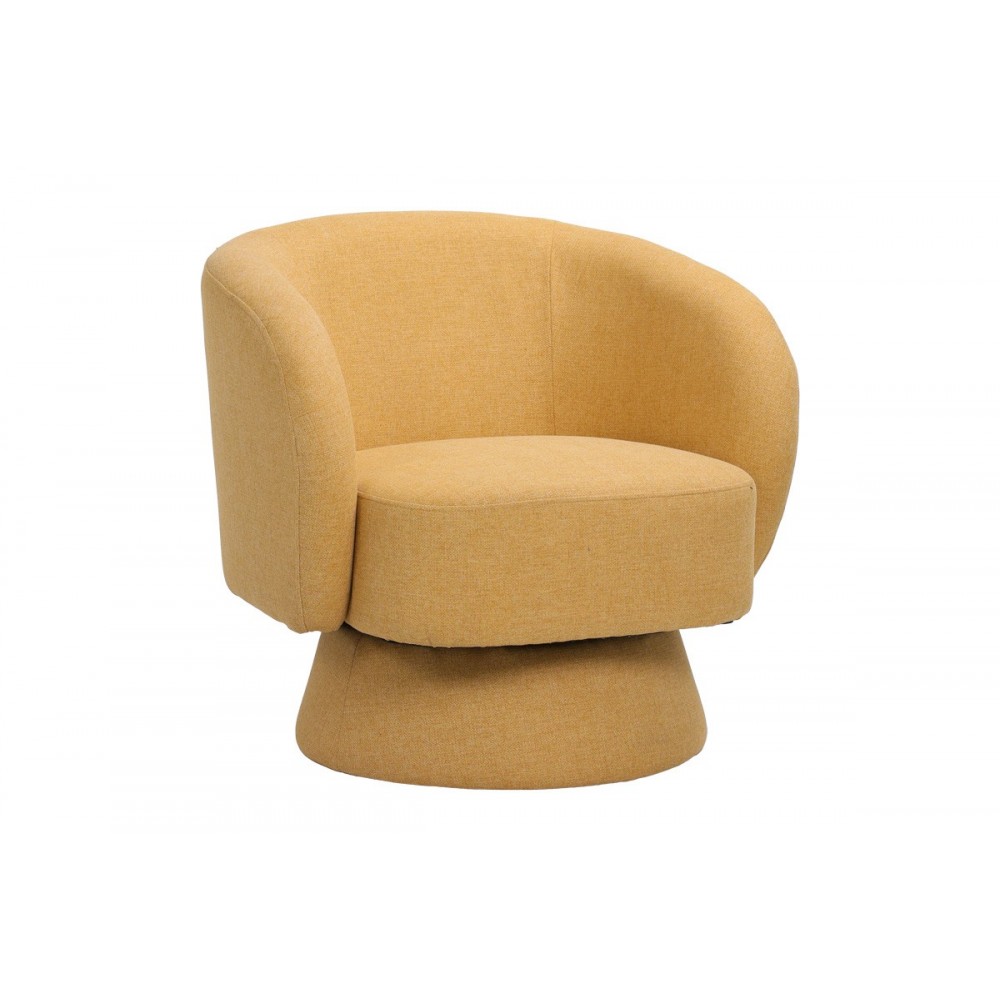 Πολυθρόνα περιστρεφόμενη "KRESLO" από ύφασμα σε χρώμα κίτρινο 78x81x77