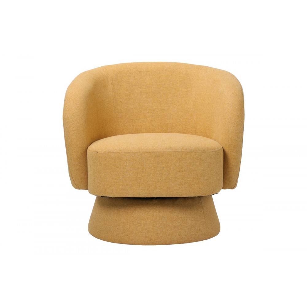 Πολυθρόνα περιστρεφόμενη "KRESLO" από ύφασμα σε χρώμα κίτρινο 78x81x77