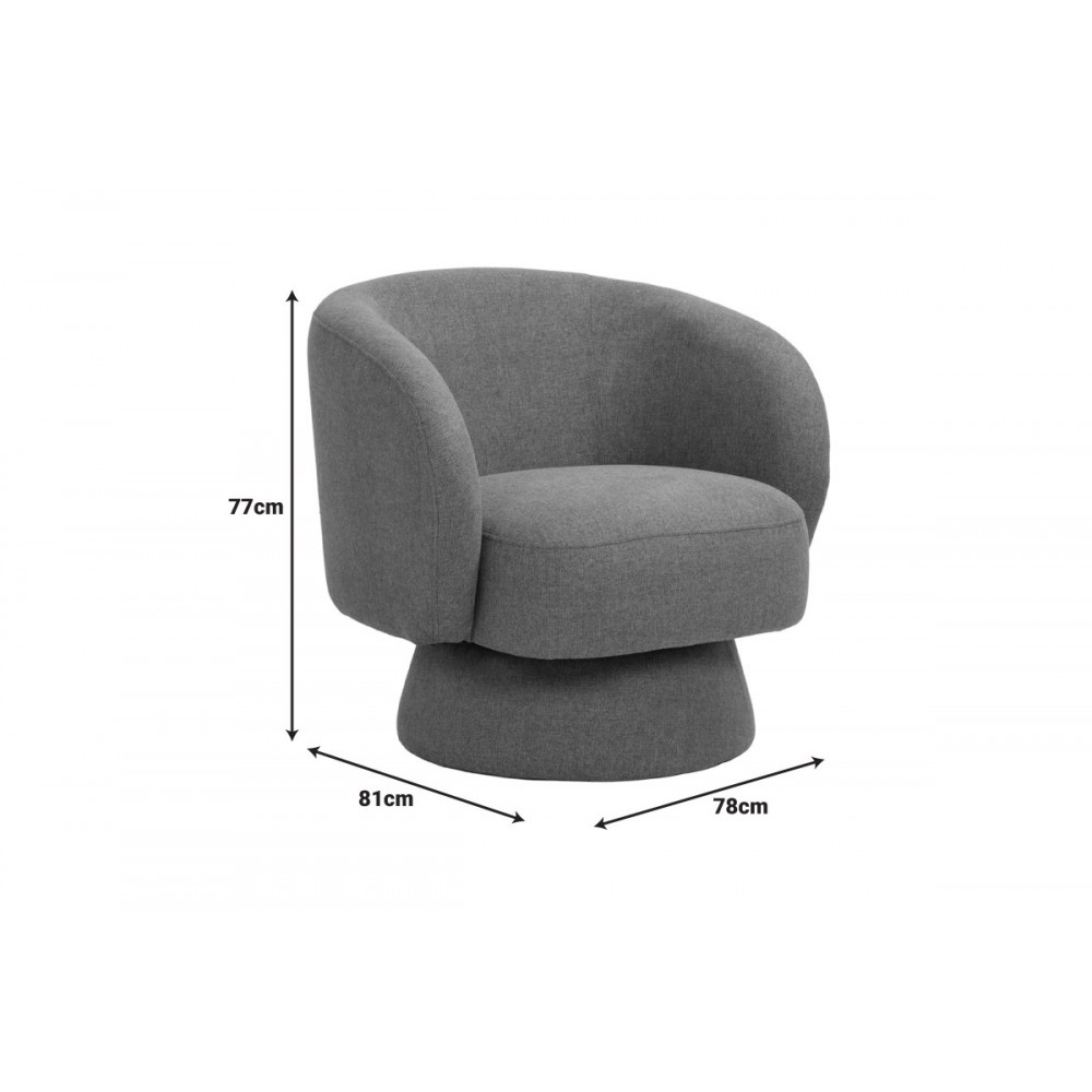 Πολυθρόνα περιστρεφόμενη "KRESLO" από ύφασμα σε χρώμα κίτρινο 78x81x77