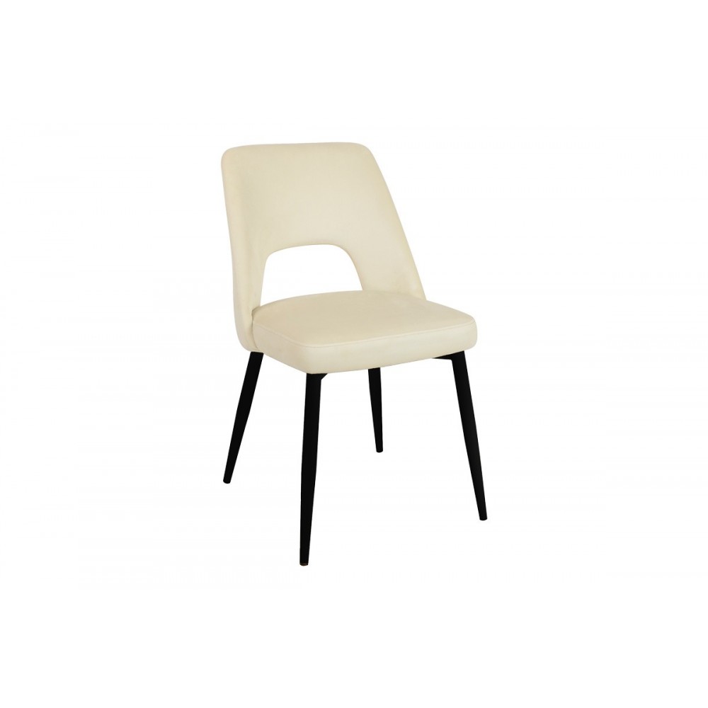 Καρέκλα "MURDE" από βελούδο/μέταλλο σε χρώμα μπεζ/μαύρο 48.5x61x89