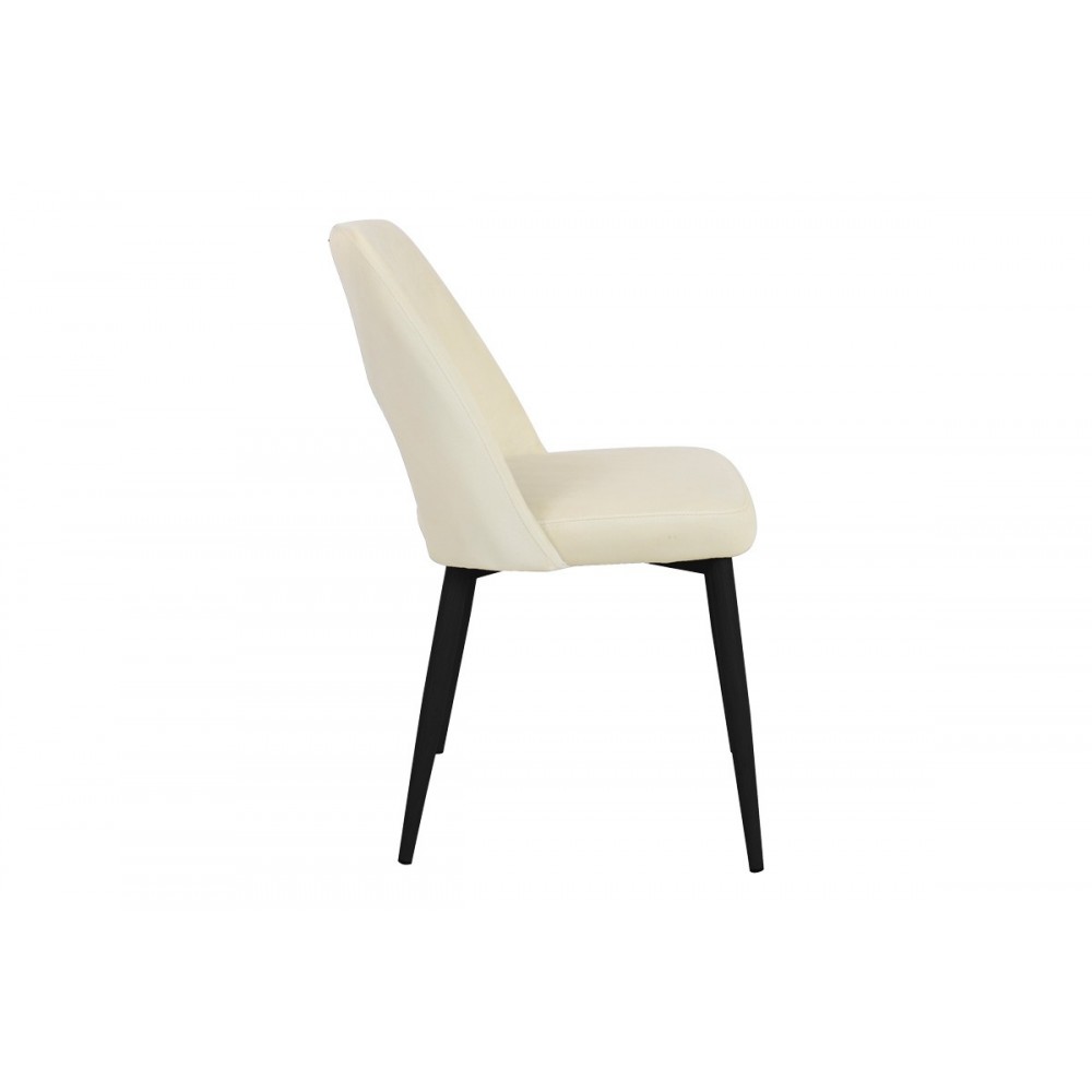 Καρέκλα "MURDE" από βελούδο/μέταλλο σε χρώμα μπεζ/μαύρο 48.5x61x89