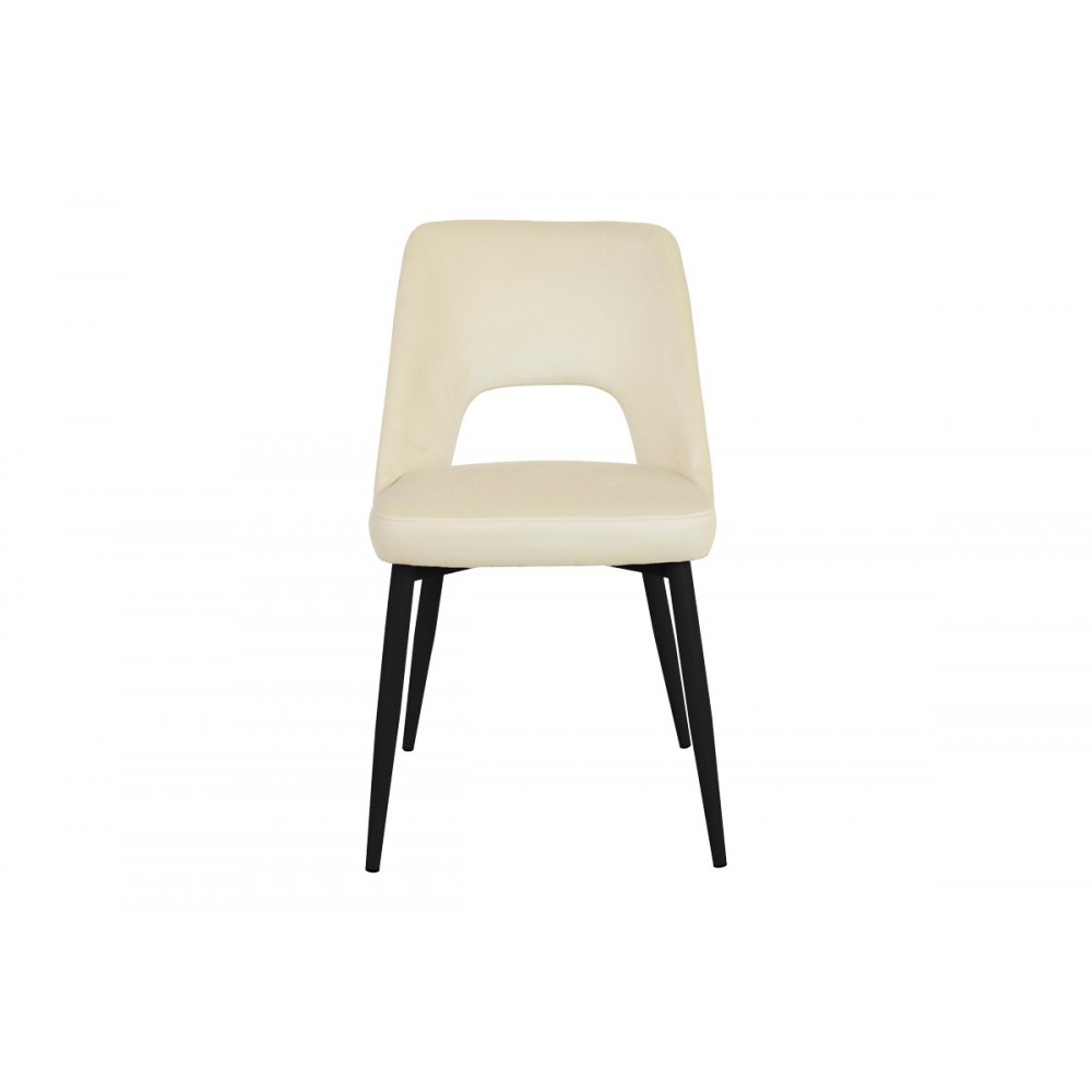 Καρέκλα "MURDE" από βελούδο/μέταλλο σε χρώμα μπεζ/μαύρο 48.5x61x89