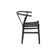 Καρέκλα "WISHBONE" από rubberwood/σχοινί σε χρώμα μαύρο 60x51x80