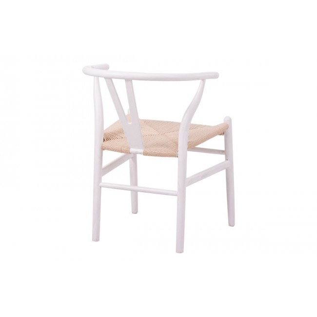 Καρέκλα "WISHBONE" από rubberwood/σχοινί σε χρώμα λευκό/φυσικό 60x51x80