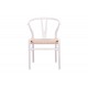 Καρέκλα "WISHBONE" από rubberwood/σχοινί σε χρώμα λευκό/φυσικό 60x51x80