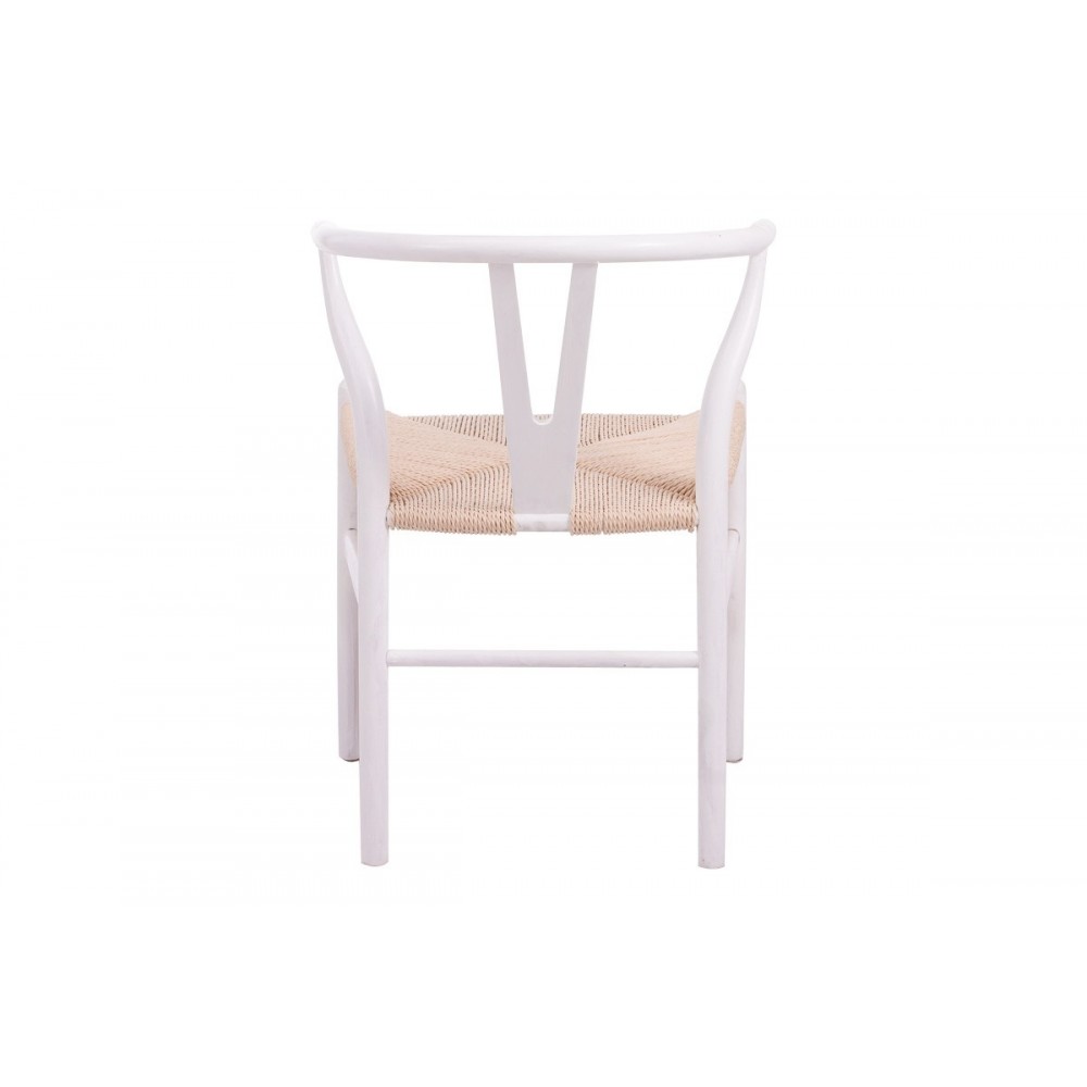 Καρέκλα "WISHBONE" από rubberwood/σχοινί σε χρώμα λευκό/φυσικό 60x51x80
