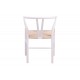 Καρέκλα "WISHBONE" από rubberwood/σχοινί σε χρώμα λευκό/φυσικό 60x51x80