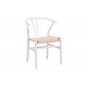 Καρέκλα "WISHBONE" από rubberwood/σχοινί σε χρώμα λευκό/φυσικό 60x51x80