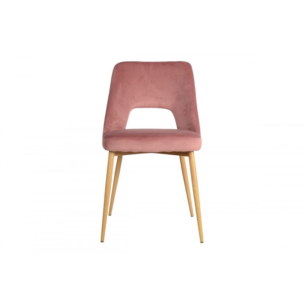 Καρέκλα "MURDE" από βελούδο/μέταλλο σε χρώμα σάπιο μήλο/φυσικό 48.5x61x89